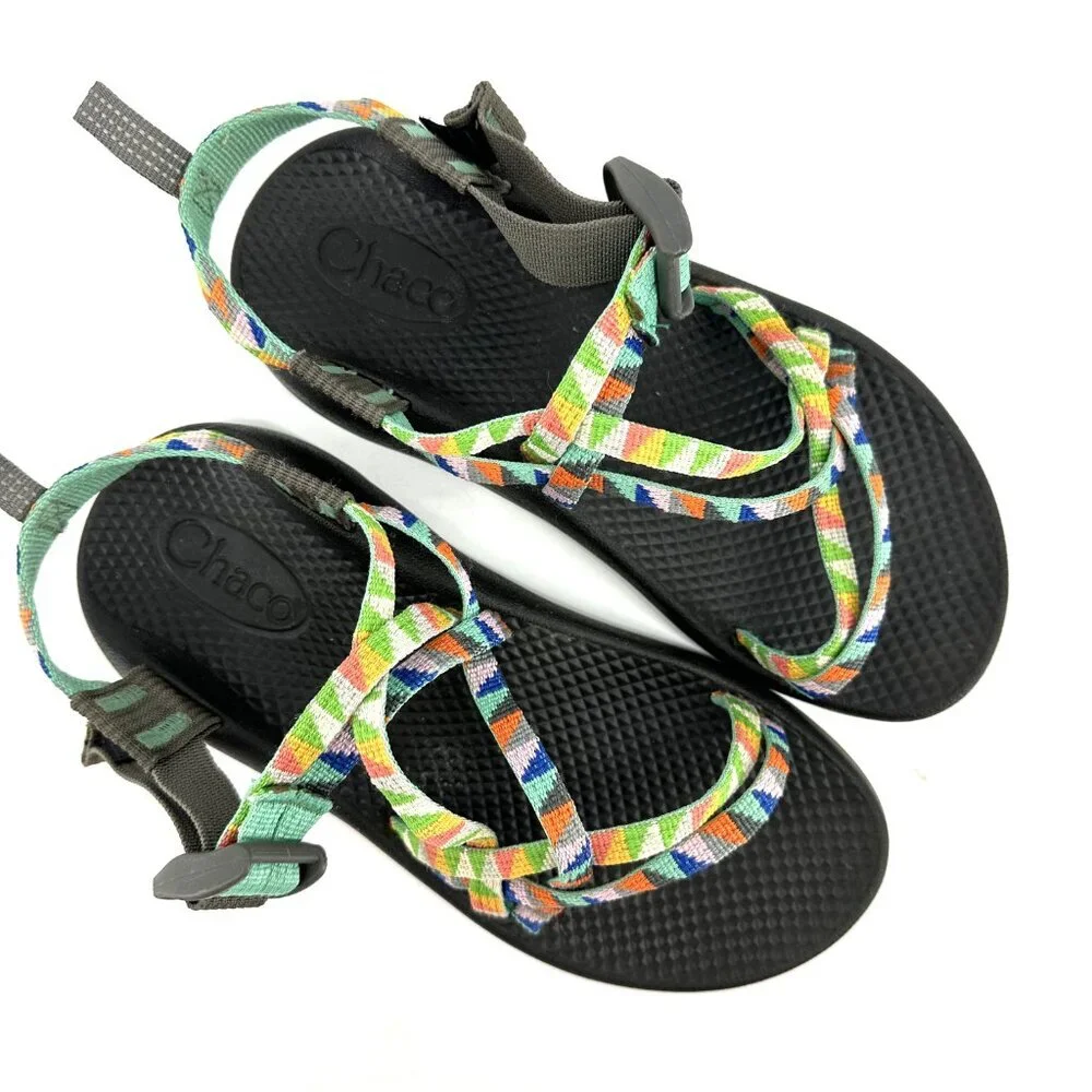 Chaco ZX1 Kid's Ecotread Outdoor Strappy Sandals Camper Colorful Turqouse Size 4